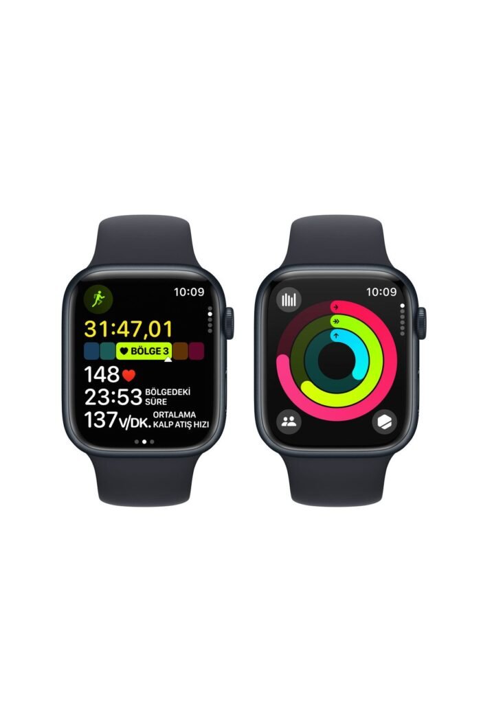 Apple Watch Seri 9 Gps 45MM Gece Yarısı Alüminyum Kasa Spor Kordon - Görsel 5