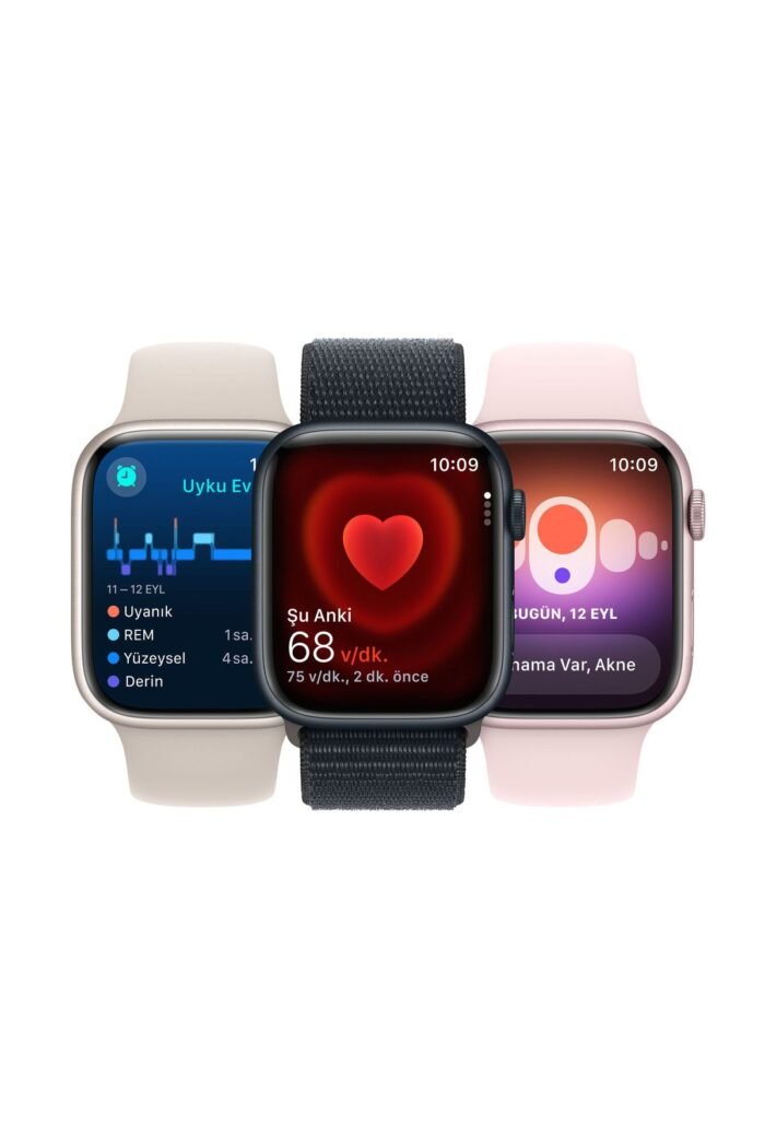 Apple Watch Seri 9 Gps 45MM Gece Yarısı Alüminyum Kasa Spor Kordon - Görsel 6